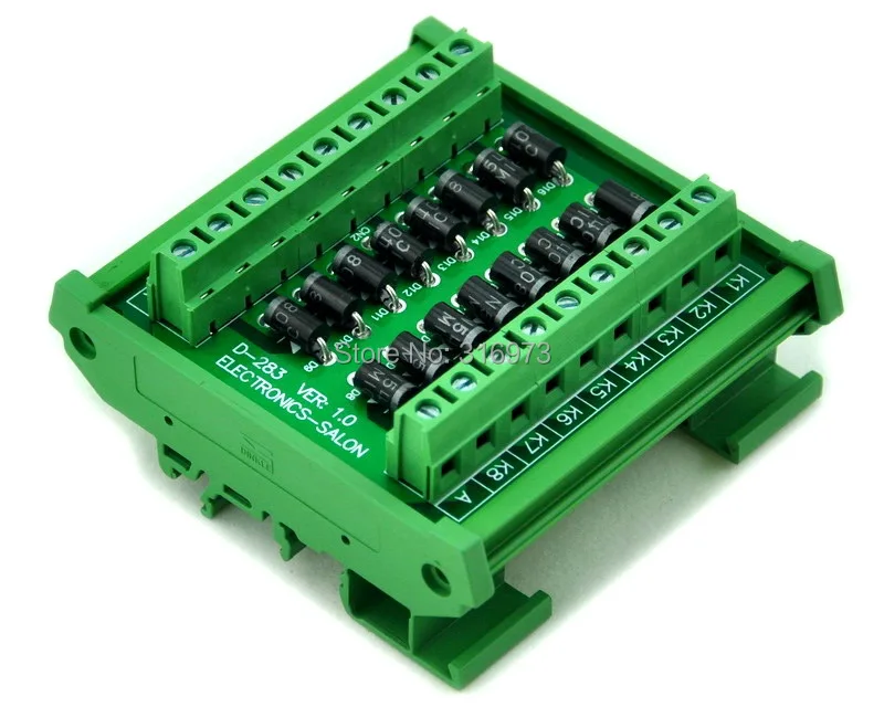 

DIN Rail Mount 3 Amp 1000V Common Anode 16 Diode Network Module, 1N5408.