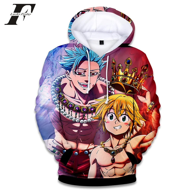 Harajuku The Seven Deadly толстовки Sins свитшоты для мужчин и женщин Kawaii 3D Nanatsu No Taizai одежда 2018