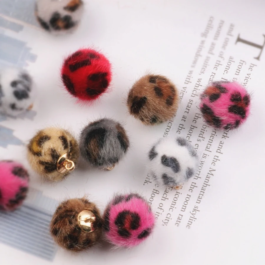 Leopard grain imitated mink beads pendant The bulb bead diy accessories materials earrings ears line eardrop parts Jewelry Findings