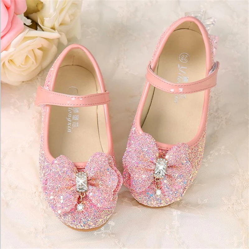 Children Princess Flat Bottom Shoes New Girls Sequins Wedding Party