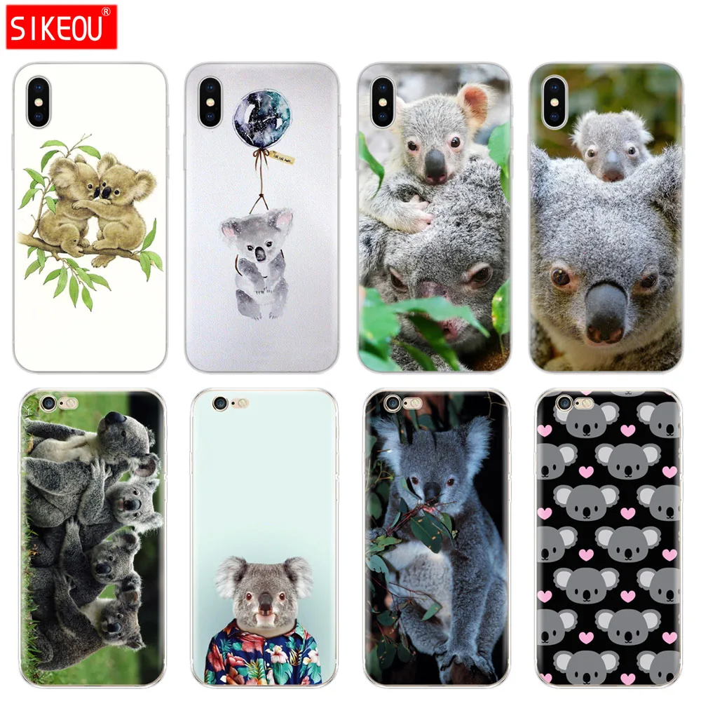 Silicone Cover Phone Case For Iphone 6 X 8 7 6s 5 5s SE 2020 Plus 10 XR XS MAX 11 pro koala portrait | Мобильные телефоны и