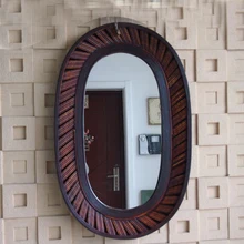 Kingart антикварное большое бамбуковое и деревянное обрамление овальное настенное зеркало для гостиной настенное декоративное большое подвесное настенное зеркало