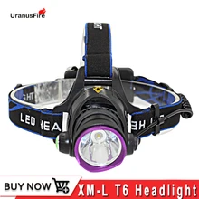 Uranusfire XM-L T6 светодиодный налобный светильник, водонепроницаемый Головной фонарь, светильник-вспышка, 18650 аккумулятор, налобный фонарь, рыболовный охотничий светильник