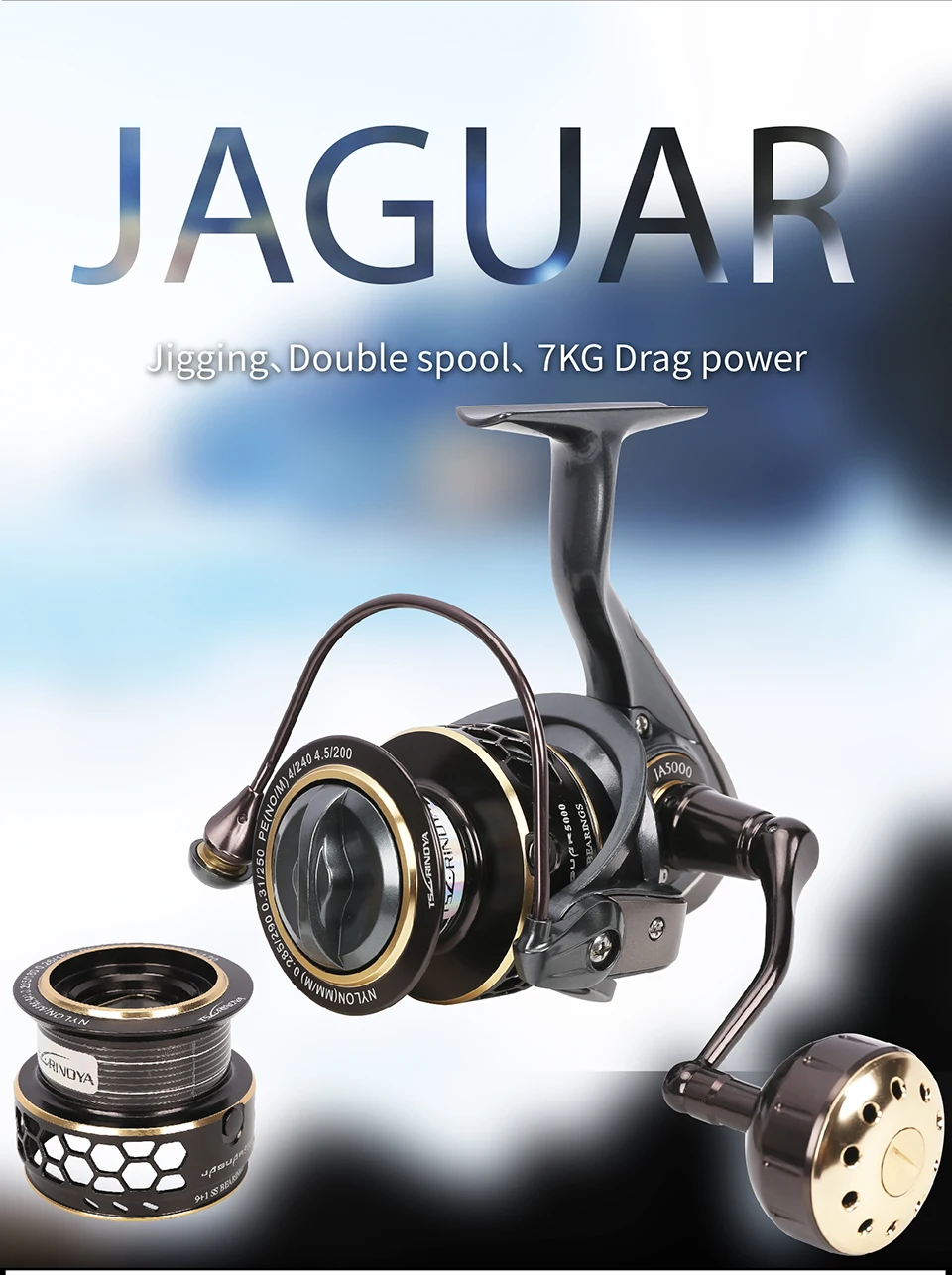 Carretel de Pesca de Água Carretel de Pesca 9 + 1bb Tsurinoya Jaguar Duplo Molinete Isca Salgada Carretel 4000 5000 2 Água Salgada Carretel Carretel De Pesca