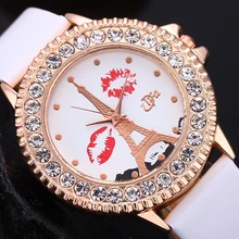 2016 The Eiffel Tower Design Brand Women Rhinestone Watches Luxury Crystal Watch Ladies Gift Fashion Dress Quartz Wristwatches