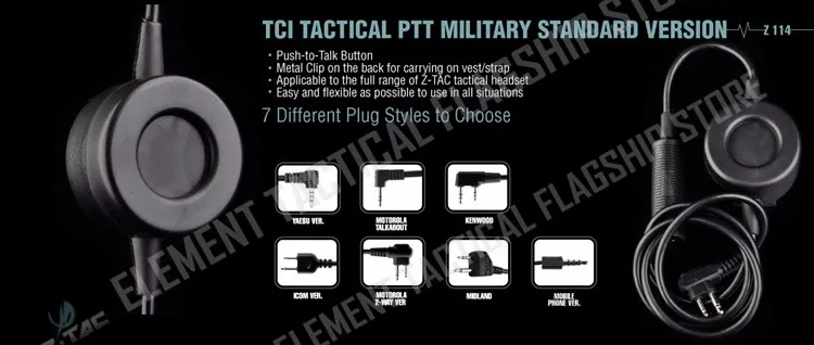 Compatível com Comtac Fone de Ouvido Novo Tático Impermeável ii H50 Sordin Hd03 Z114 z Ptt 7 Acessórios para armas de caça