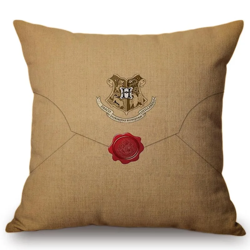 

Decorative throw pillows Harry Potter Hogwarts Houses Logo Pattern Cushion Cover For Sofa Home Decor Almofada Pillowcase 45x45cm