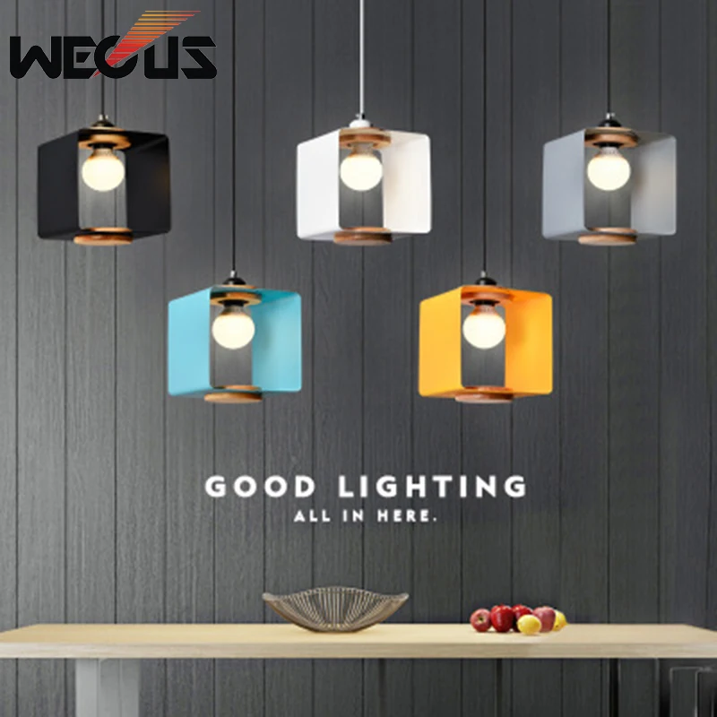 

Personality cube macaroon pendant lamp concise Nordic art creative iron light study bedroom restaurant bar pendant lamp