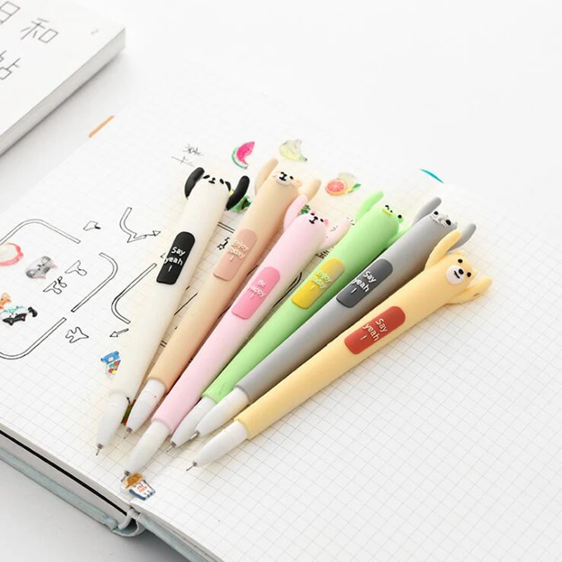 Creative Cartoon Animal Soft Silicone Gel Pen Personality Cute Shape Signature Needle Pen Student Stationery(Random Color