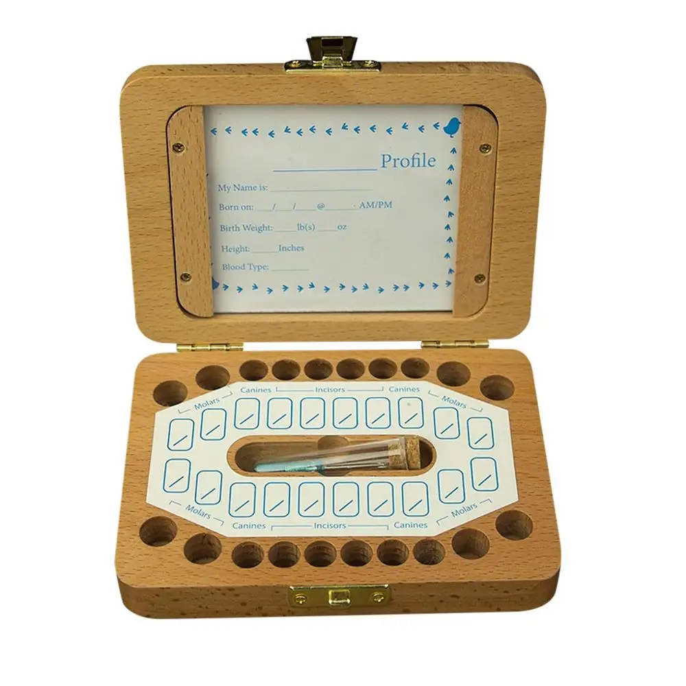 

Tooth Box Portuguese Poland English Italy Spanish Turkey Dutch Greece Wood Storage Box For Baby Organizer Box For Milk Teeth 5pz