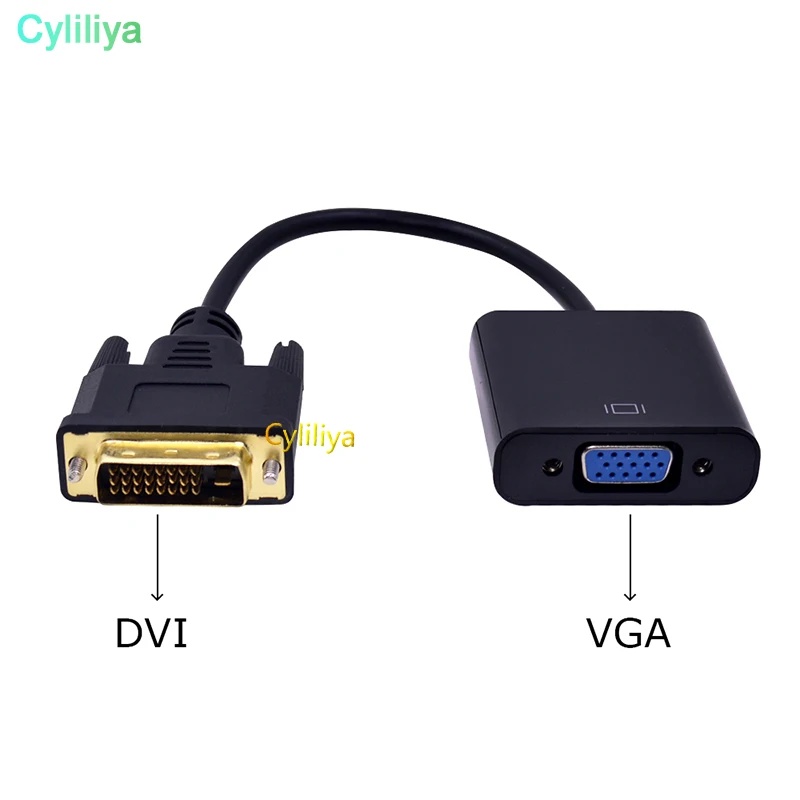 100 PCSs DVI-D к VGA адаптер 24+ 1 25Pin DVI к 15Pin VGA конвертер кабель для ПК настольного ноутбука HD 1080 P монитор дисплей