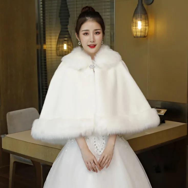 2019 Красный Кот Для женщин свадебные теплые большой платок невесты искусственная меховая накидка Болеро зима теплая накидка на свадьбу