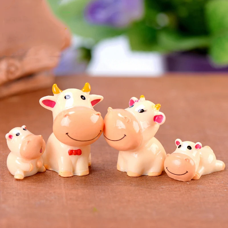 

ZOCDOU 2 Pieces Milk Cow Cows Cattle Calf Animal Model Small Statue Little Figurine Crafts Figure Gift Ornament Miniatures Decor