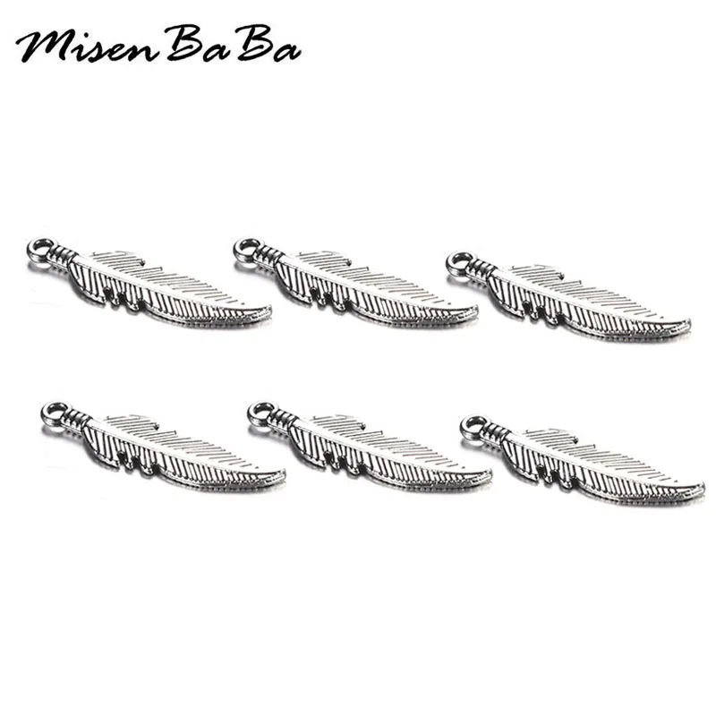 

20PCS Vintage Silver Color Metal Stainless Steel Feather Charms For Jewelry DIY Making Feather Pendant Necklaces Accessories