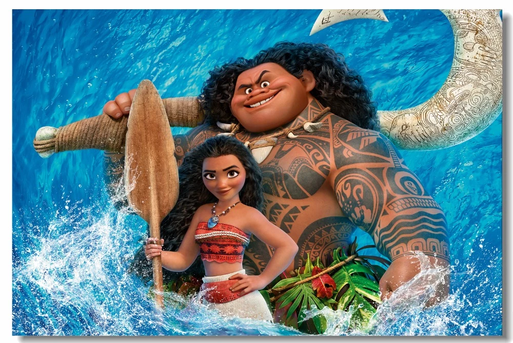 家の装飾のためのモアナとイイの壁のキャンバスの装飾 芸術的なポスター モアナとイアナ ウォールステッカー フレスコ画 子供の壁紙 ダイニングルーム 家の装飾 0700 ウォール ステッカー Aliexpress