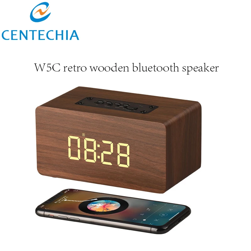 

Subwoofer soundbar Retro Wireless Wooden Clock Bluetooth Speaker column Portable Alarm Clock computer Speakers for xiaomi gift