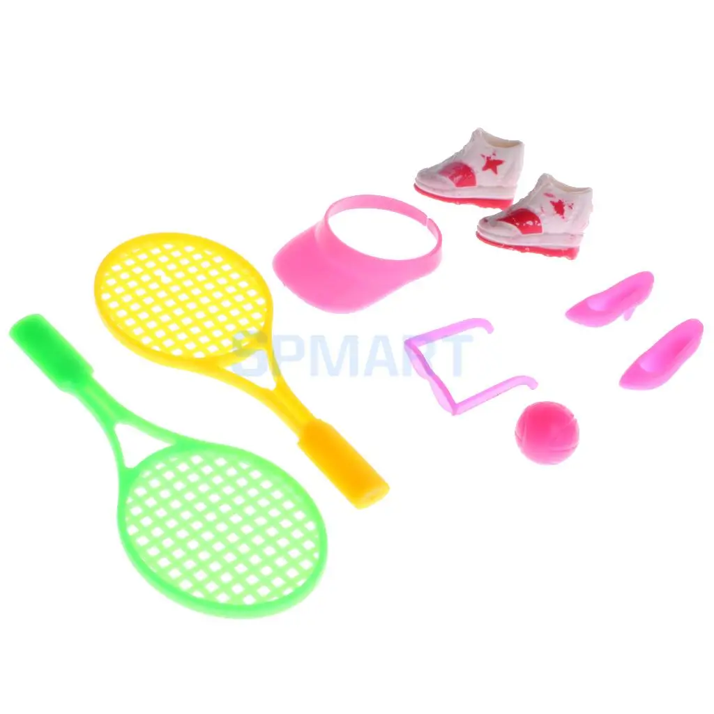 MagiDeal 1/6 Dollhouse Miniature Tennis Supplies Suit for Dolls House Garden Beach Sport Accs Furniture Decor Children Kids Toys