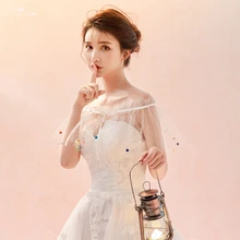 LZP272 реальные фотографии Кот свадебное болеро женщина с плеча с разноцветными маленькими шариками Свадебные шаль