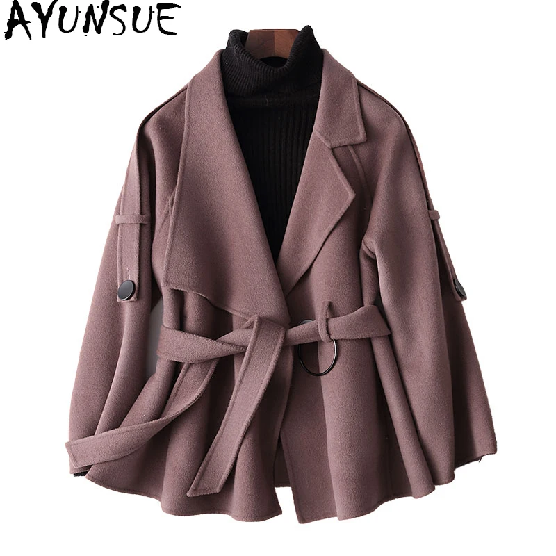 

AYUNSUE 2019 Casual Wool Coat Female Autumn Winter Double-sided Woolen Coat Women Short Outerwear casaco feminino 37149 WYQ1165