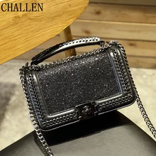 Роскошные сумки женские дизайнерские сумки с блестками квадратная сумка Новая мода диагональная цепь сумка Мини Портативная сумка на плечо