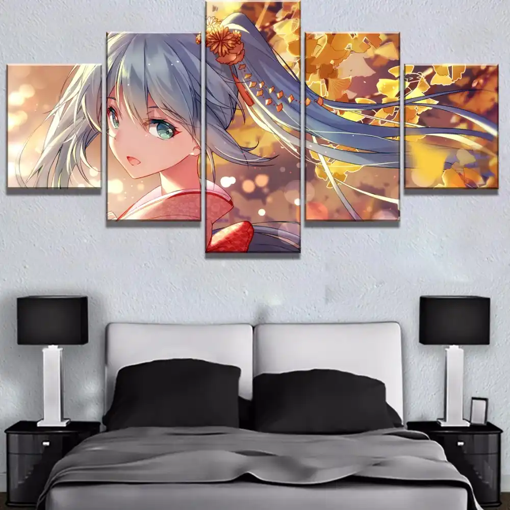 5 Piezas Vocaloid Hatsune Miku Chica De Anime Poster Cuadros