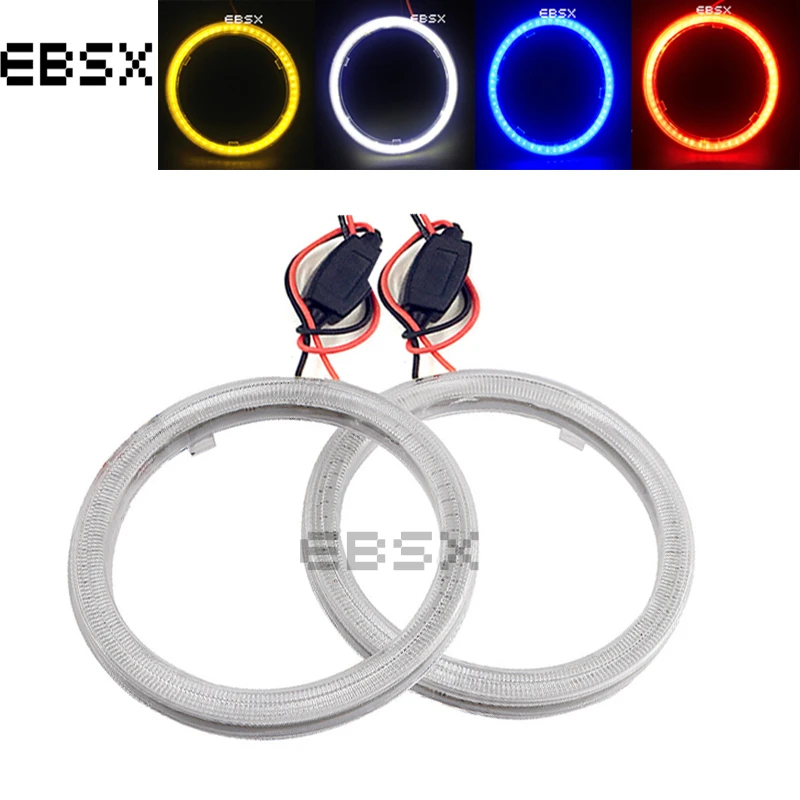 

EBSX 2 PCS COB LED Eyes Angel 70MM Led 60 SMD 12V 24V DC Halo Ring Car Angel Car Motorcycle With Cover Day Light White Blue