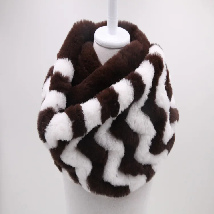  Luxury Women Real Fur Scarf Female knitted genuine Rex Rabbit Fur scarves Winter Female Warm RealFur Shawls (1)