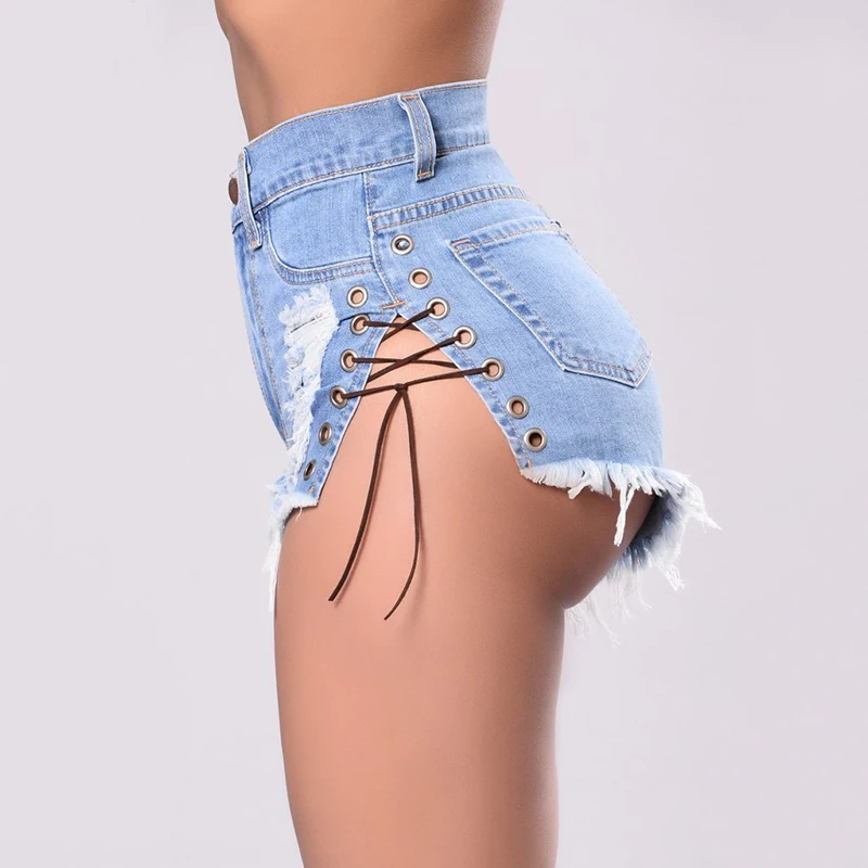 Высокая талия джинсы для женщин для эластичные Hotpants рваные шорты повязки Лидер продаж