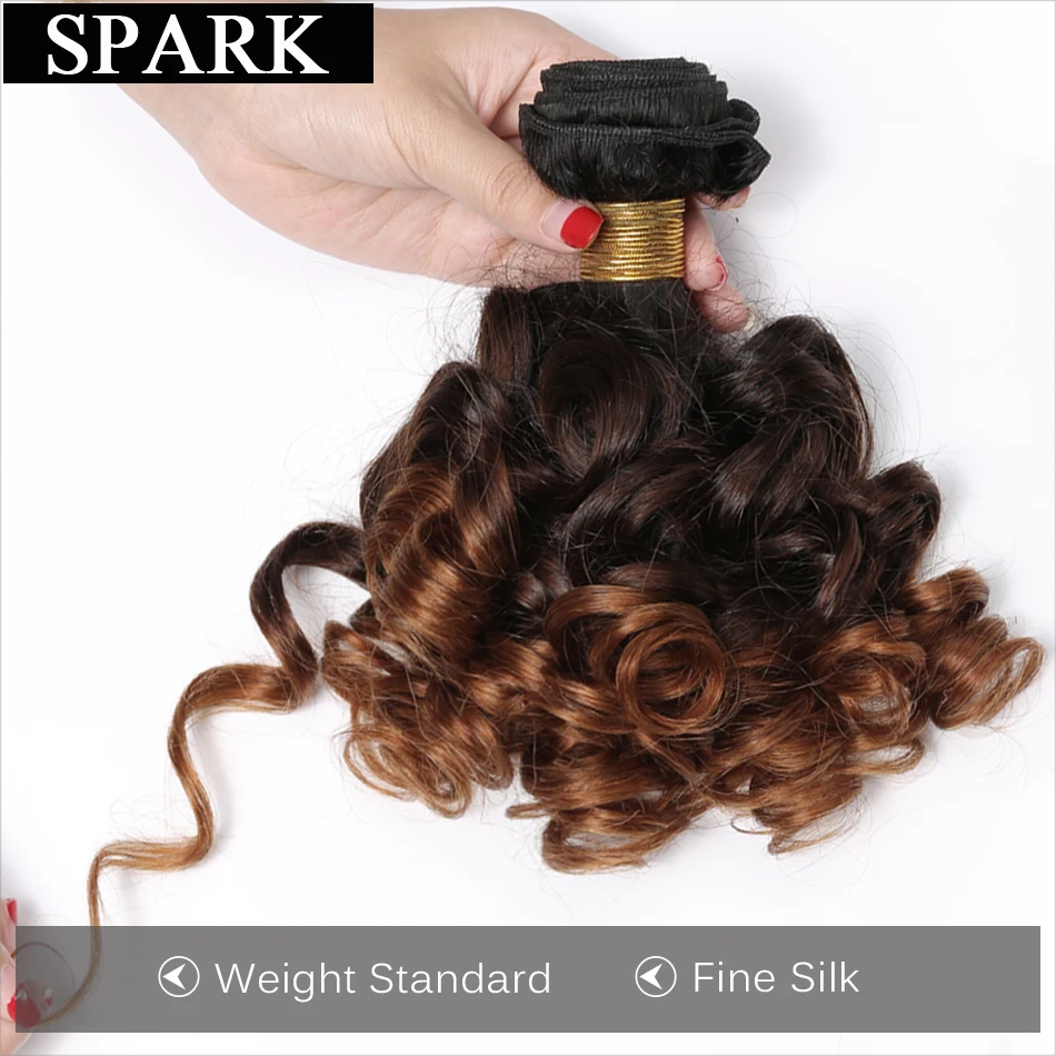 Spark Brazilian Bouncy Curly Hair Bundles 1/3/4pcs 1B/4/30&27 Ombre Color Remy Human Hair Extensions Curly Hair Weave Bundles