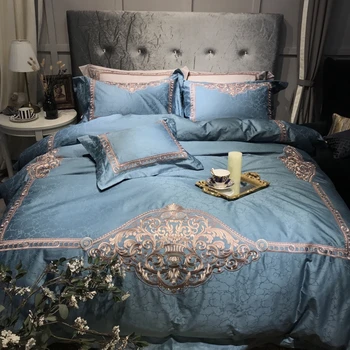 

Egyptian Cotton Bedsheet set Quilt/Duvet cover Bed set Pillowcase exquisite Embroidery Luxury Bedding set Queen King size 4Piece