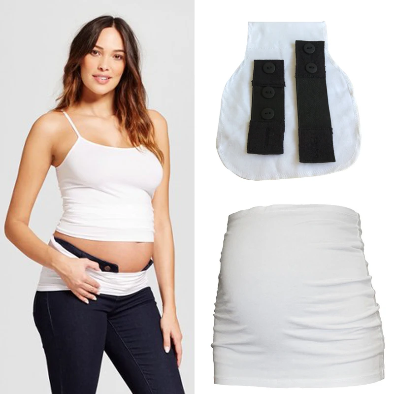 1Set White Waist Maternity Pant Extender Pregant Belly Ultimate Band Dropshipperin Buttons from