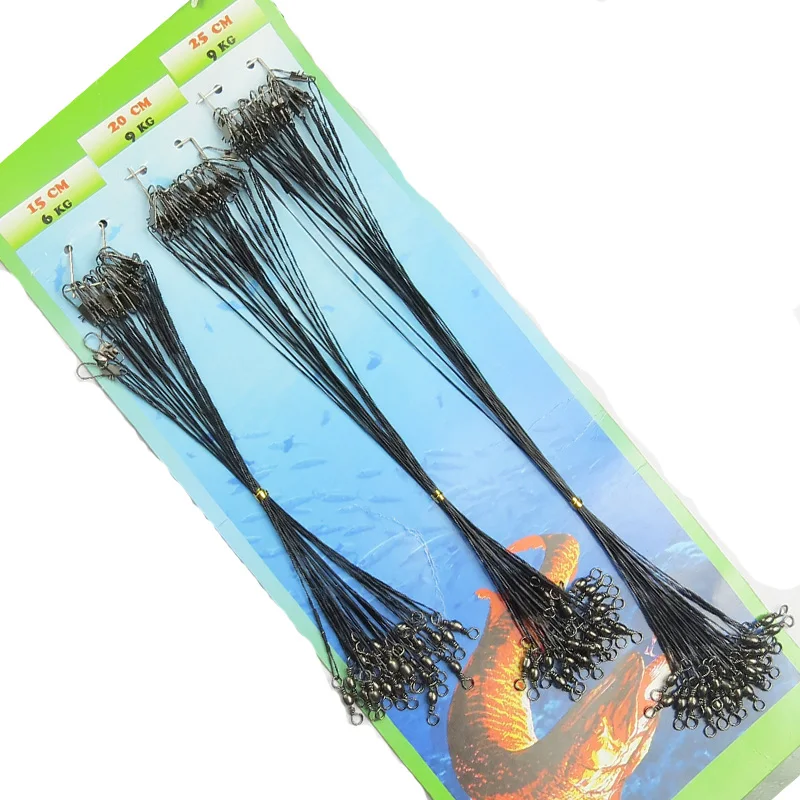 INFOF 72pcs Black Steel Fishing Line Wire Anti bite Fishing Lead Line