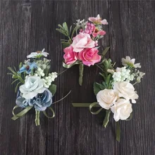 Silk Roses White rosy blue Wedding Corsages and Wrist flower Groom Flower Marriage Prom Brooch Pins 1 pc wedding flower Silk Roses White rosy blue Wedding Corsages and Wrist flower Groom Flower Marriage Prom Brooch Pins 1 pc wedding flower
