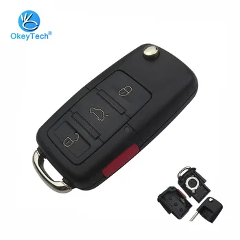 

OkeyTech Panic 4 Button Switchblade Flip Folding Auto Car Remote Key Shell Cover Case Replacement Fob for Volkswagen VW Touareg