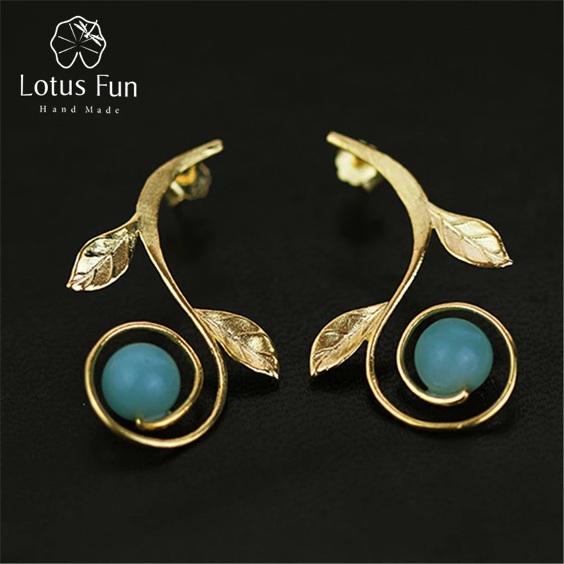 Lotus Fun Real 925 Sterling Silver Natural Creative Handmade Fine Jewelry Fresh Branches Flower Drop Earrings for Women Brincos