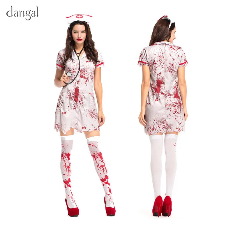 

2018 New Halloween Nurse costumes staxis Sexy Terror Nurse cosplay costumes for Halloween party funny Stage Performance dress