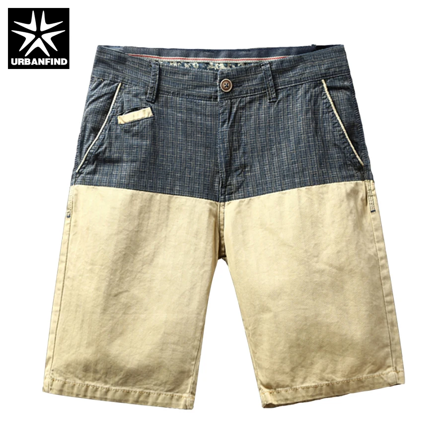 URBANFIND Patchwork Design Men Casual Summer Shorts Size 29 38 Zipper Closure Man Brand Fashion