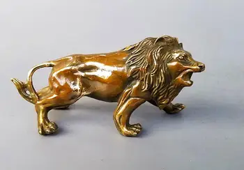 

Collection of pure copper African lion bronze sculptures, Fengshui Buddha statues, ornaments and decorations 15x 9x 7cm
