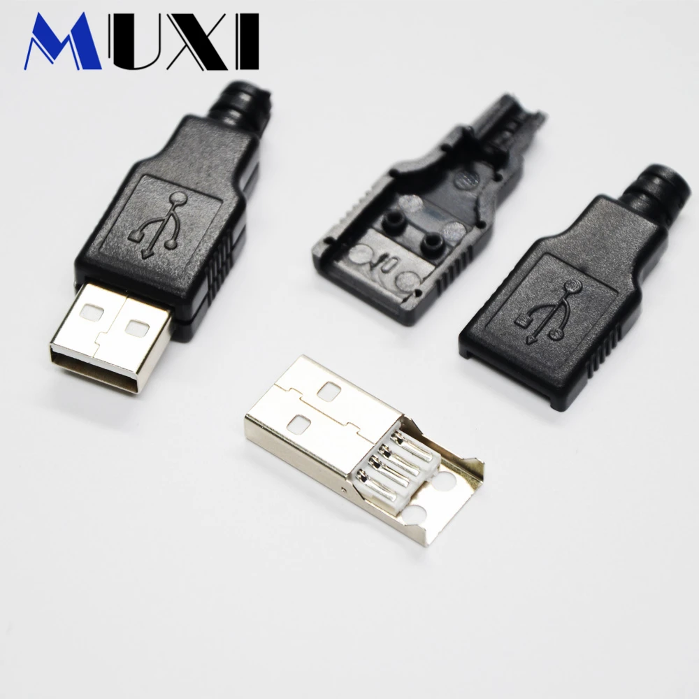 

Promotion!!!!! 5Pcs/Lot USB Coverd by Black Plastic with 4 Pin Male Plug Socket Connector for USB Connector Wire Connector