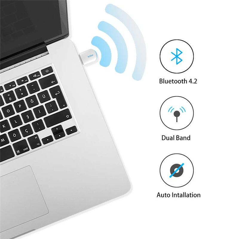 Ezcast беспроводной USB wifi адаптер 5 г/2,5 г Bluetooth 4,2 двухполосный AC 600 Мбит/с