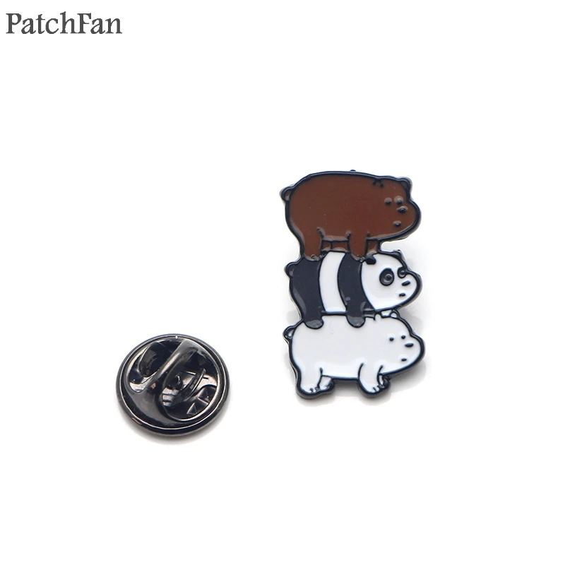 

Patchfan We bare bears cartoon Zinc alloy tie pins badges para shirt bag clothes cap backpack shoes brooches badges medals A1605