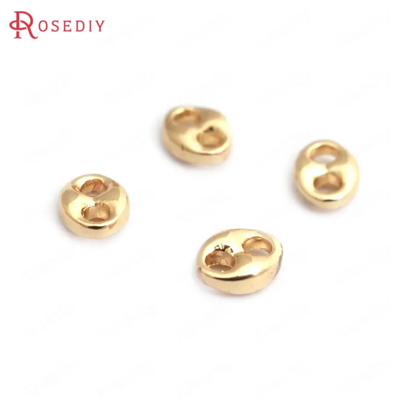 

(33208)20PCS 4.5*3.5MM hole 1.5mm 24K Champagne Gold Color Plated Brass 2 holes Oval Connect Charms Jewelry Findings Accessories