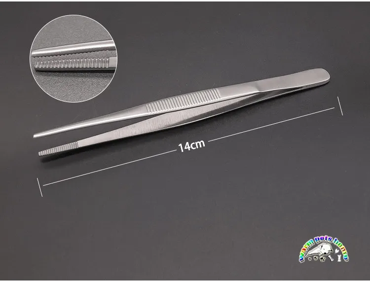 140 мм туалетный Пинцет из нержавеющей стали, ветеринарные инструменты, хирургические инструменты для животных - Цвет: stainless steel