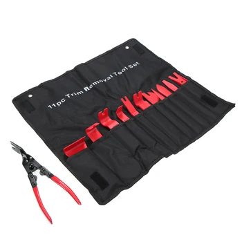 

11PCS Car Door Molding Dash Panel Audio Trim Removal Pry Tool Kit & Clip Pilers Car Styling