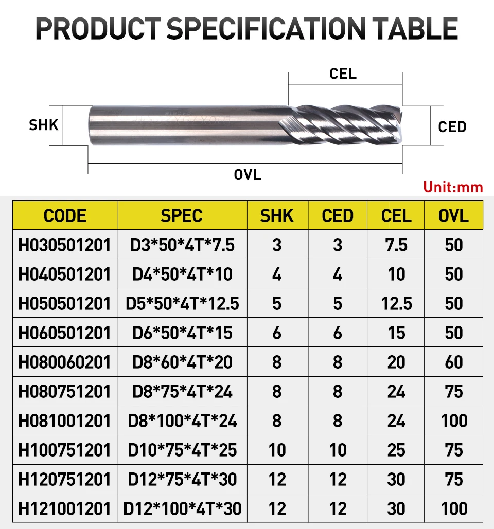 HUHAO 1 шт. HRC 65 Cermet 4 флейты Концевая фреза с винтовыми зубьями CNC Высокая износостойкость фреза для металлической отделки стали