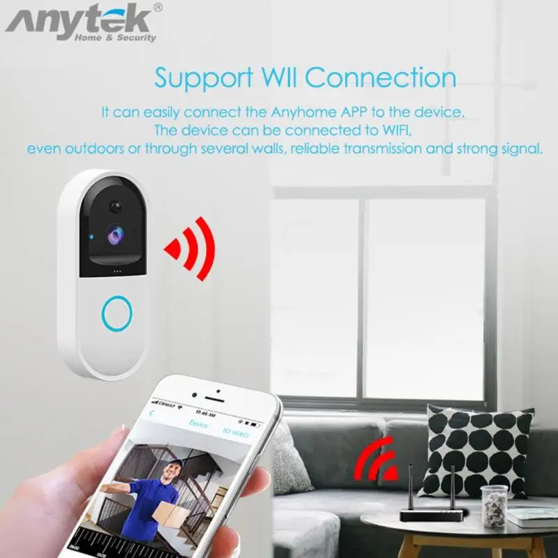 B50 умный IP видеосвязь 720 p Wi-Fi видеодомофон для дверной звонок Камера PIR Беспроводной безопасности Камера