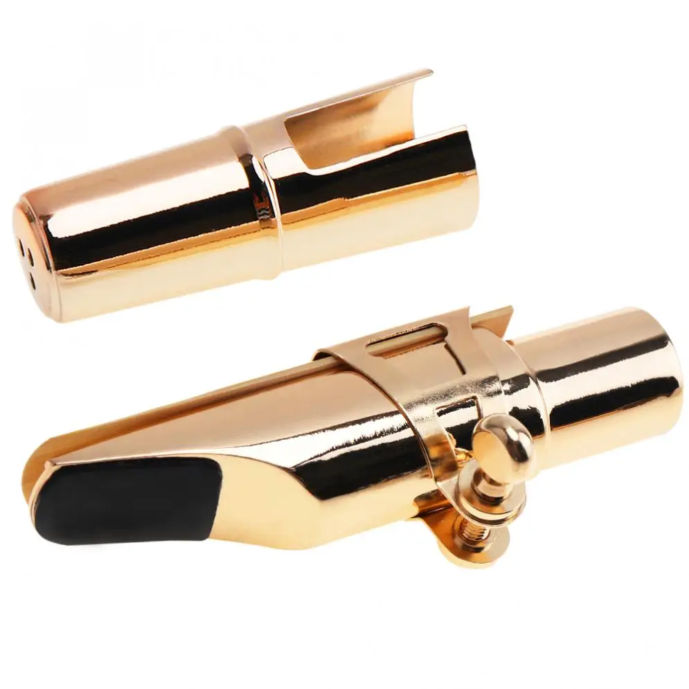 Gold Alto Sax Saxophone Metal Mouthpiece Musical Instrument Accessories with Ligature and Capin