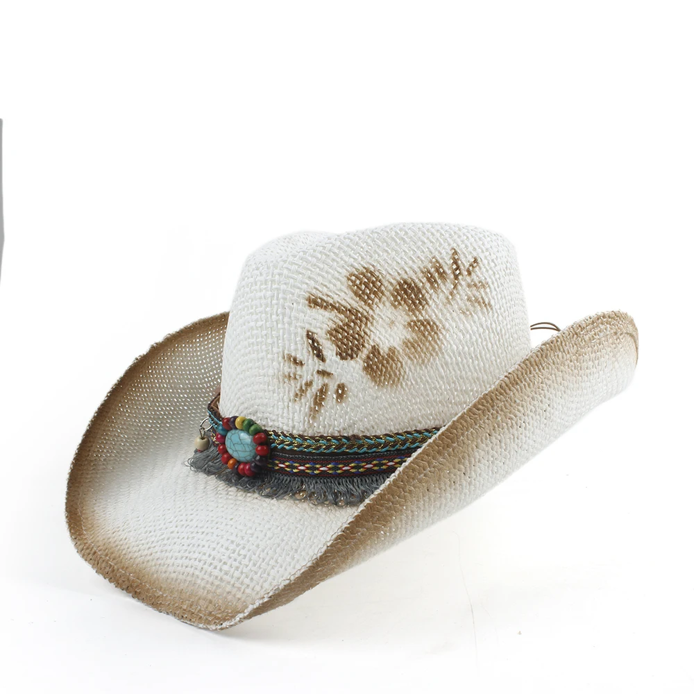 Женская соломенная шляпа Sombrero Hombre ковбойская в ковбойском стиле размер 56 58