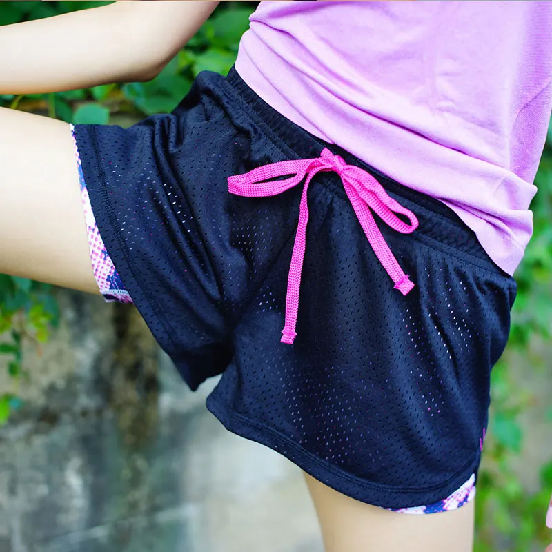 Женщины Виды Летние Шорты Выдалбливают 2 в 1 Краткое брюки для Yoga Тренировки Фитнес Пляжные Шорты Сжатия Шорты Женщин одежда - Цвет: Purple