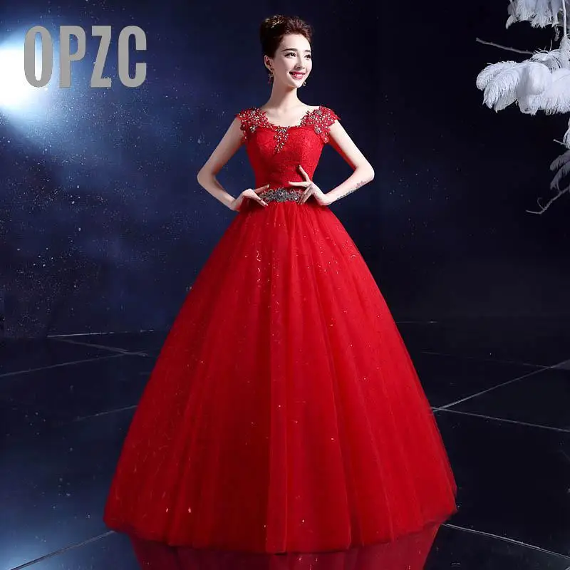 

Free Shipping Vintage Lace Romatic Red Wedding Dresses Plus Size Ball Gown Robe de Mariee Cheap Custom Made Vestidos De Novia HQ